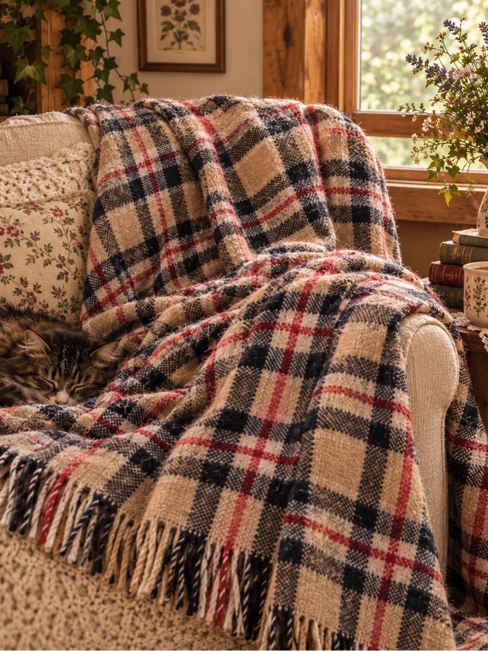 1970s Vintage Scottish 100% Wool Plaid Throw -James Pringle - Comfydow